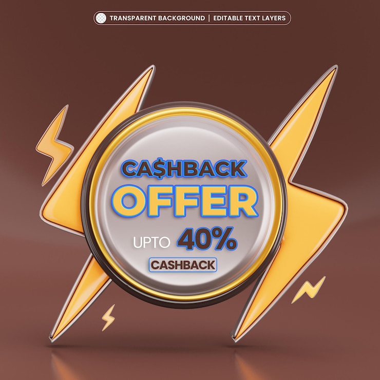 PSD gratuito oferta de devolución de efectivo banner de promoción de publicación de venta 3d con texto editable