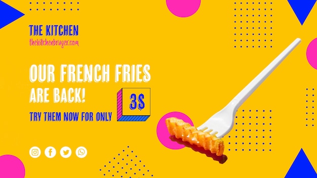 PSD gratuito oferta especial para papas fritas