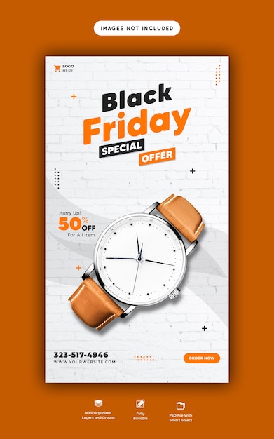 PSD gratuito oferta especial de viernes negro plantilla de banner de historia de instagram y facebook