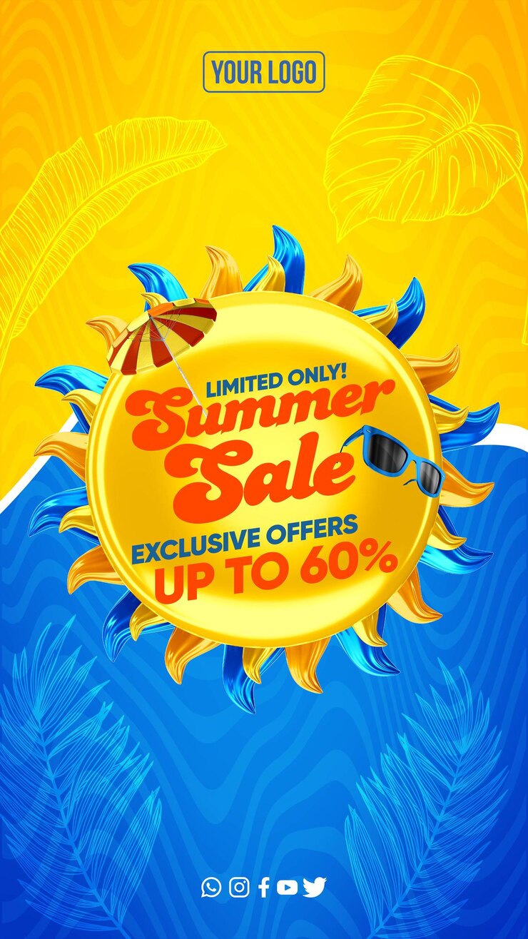 PSD gratuito ofertas exclusivas de promoción de verano de historias de redes sociales