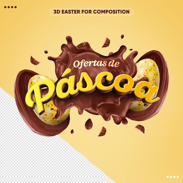 PSD gratuito ofertas de pascua con logotipo 3d