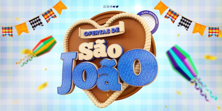 PSD gratuito ofertas de sellos 3d del festival de junio de sao joão en brasil selo 3d sao joão