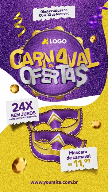 Ofrezca historias de carnaval en las redes sociales para la venta de máscaras de carnaval