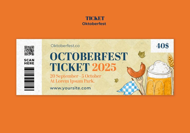 PSD gratuito oktoberfest ticket retro design template