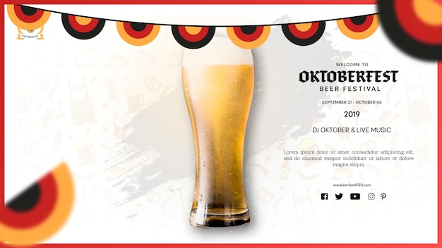 PSD gratuito oktoberfest vaso de cerveza con espuma