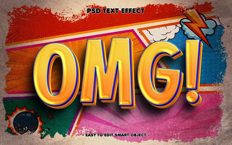 PSD Gratis omg comic style editable text effect