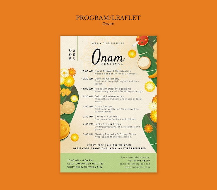 PSD gratuito onam festival event flyer