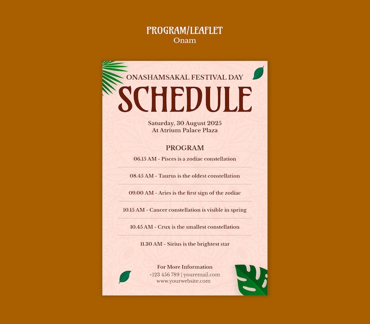 PSD gratuito onam festival schedule flyer