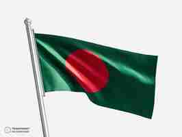 PSD gratuito ondeando la bandera de bangladesh en un asta de metal para la composición