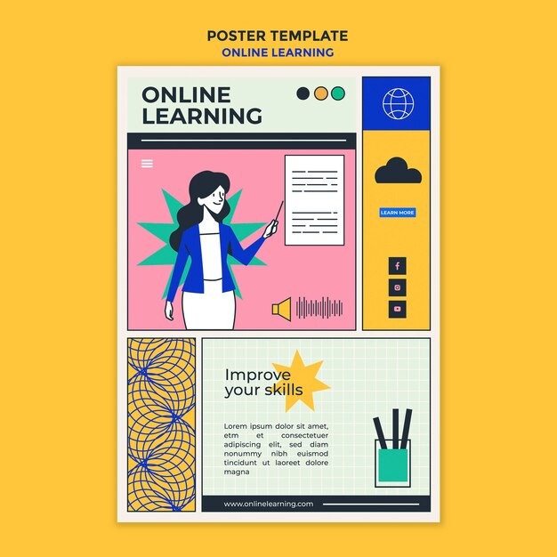Online leren advertentie sjabloon poster