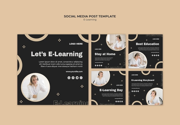 Gratis PSD online leren postsjabloon voor sociale media