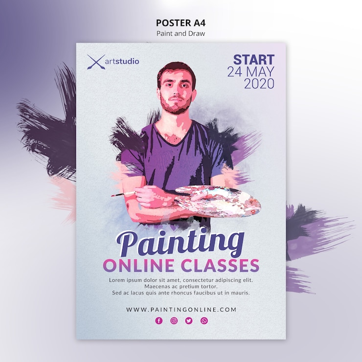 Gratis PSD online lessen poster sjabloon schilderen