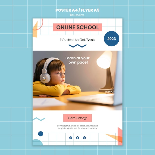 Gratis PSD online school afdruksjabloon