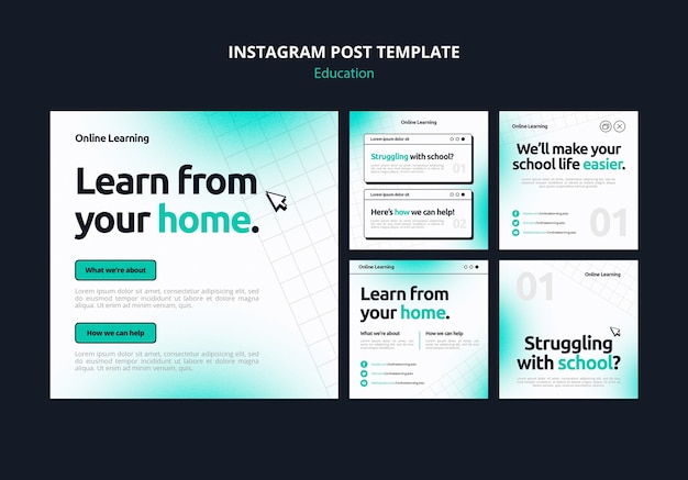 Gratis PSD online school instagram berichtenverzameling