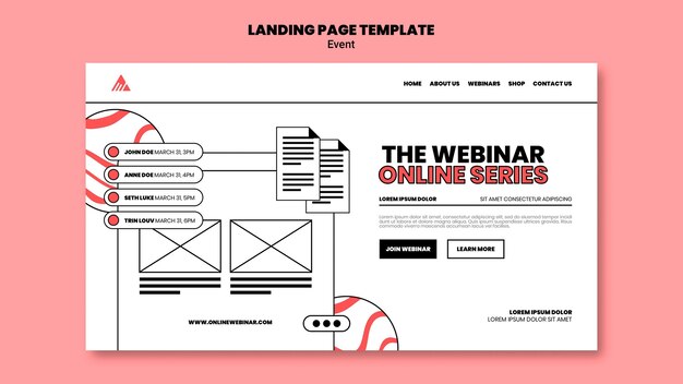 Online webinar-bestemmingspagina voor evenementen