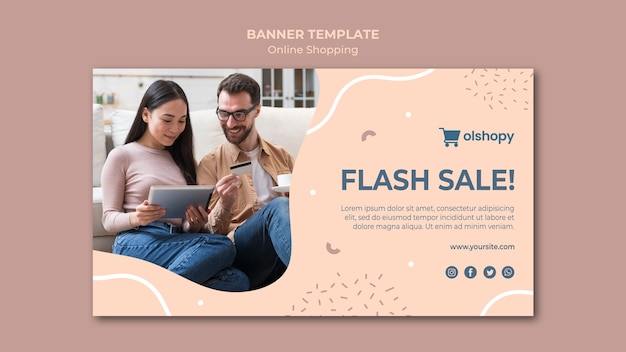 Gratis PSD online winkelen banner sjabloonontwerp