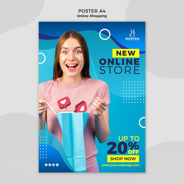 Online winkelen concept poster sjabloon