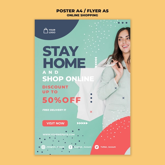 Gratis PSD online winkelen flyer ontwerpen