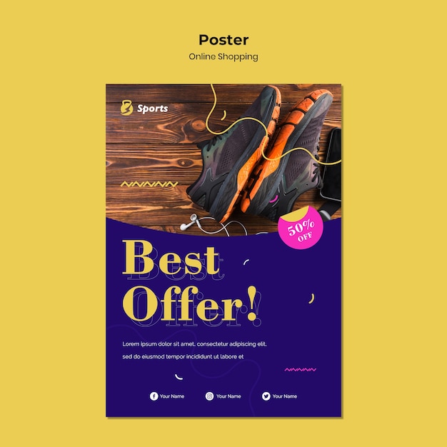 Gratis PSD online winkelen poster sjabloonstijl