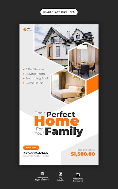 Gratis PSD onroerend goed huis onroerend goed instagram en facebook verhaalsjabloon