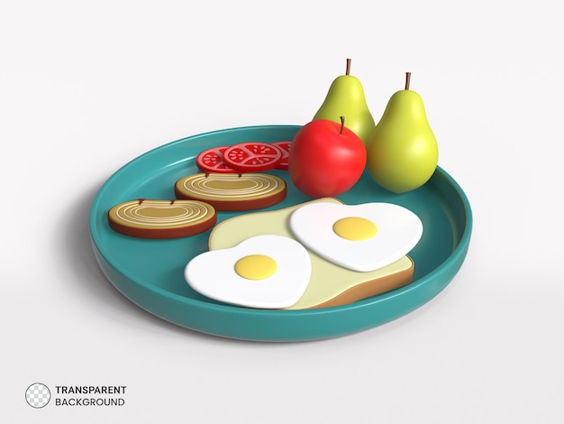 Ontbijt item pictogram geïsoleerd 3d render illustratie