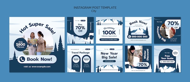 Ontdek city winter instagram posts set