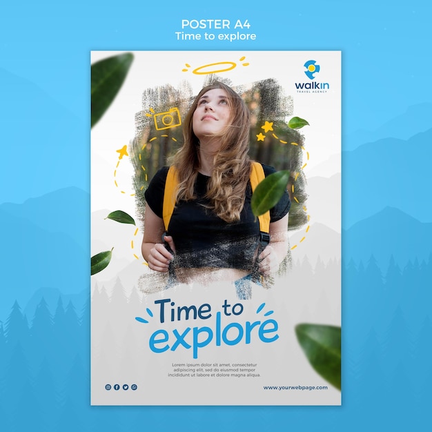 Gratis PSD ontdek concept poster sjabloon