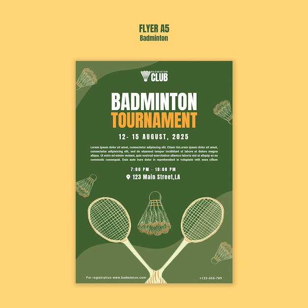 Gratis PSD ontwerp van badminton temaplte