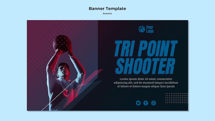 Gratis PSD ontwerp van de banner van basketbal