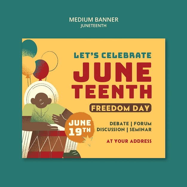 Gratis PSD ontwerp van de sjabloon van juneteenth