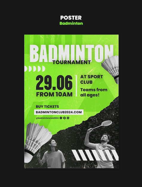 Gratis PSD ontwerp van een badminton sjabloon