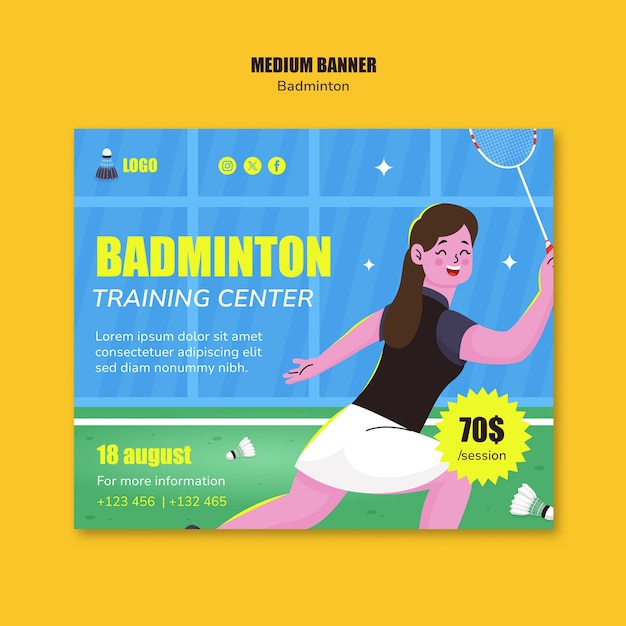 Gratis PSD ontwerp van een badminton sjabloon