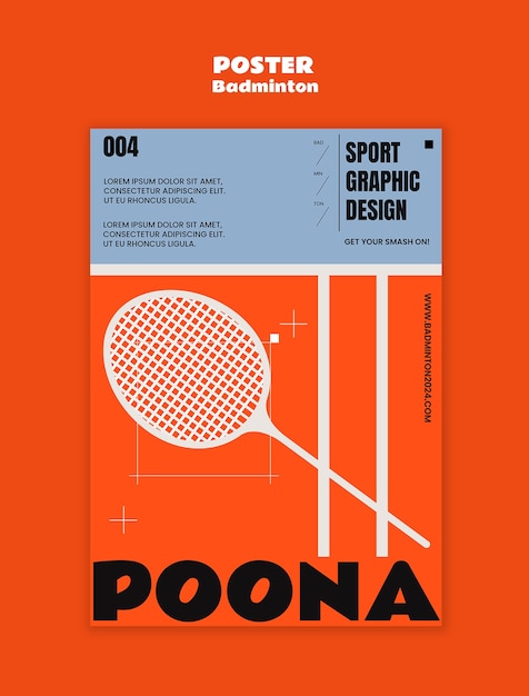 Gratis PSD ontwerp van een badminton sjabloon