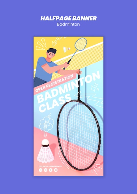 Gratis PSD ontwerp van een badminton sjabloon