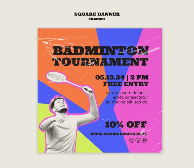 Gratis PSD ontwerp van een badminton sjabloon