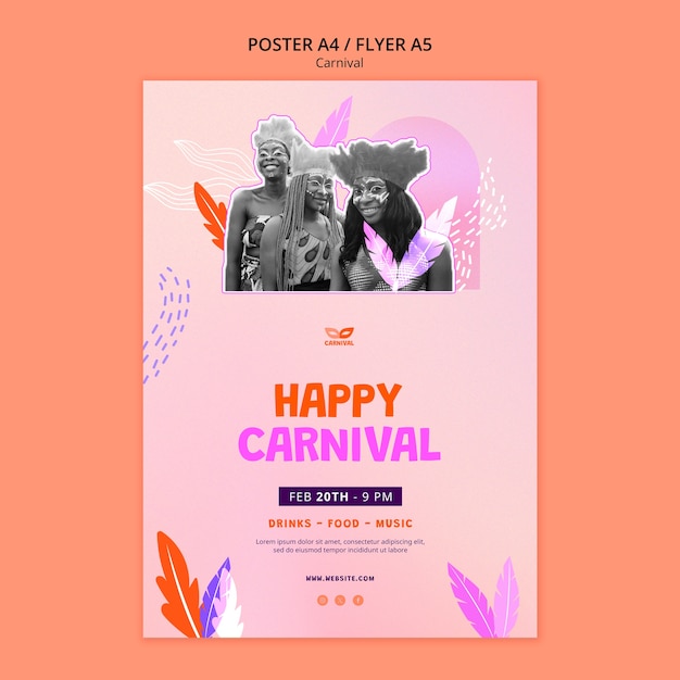 Gratis PSD ontwerp van een carnavals sjabloon