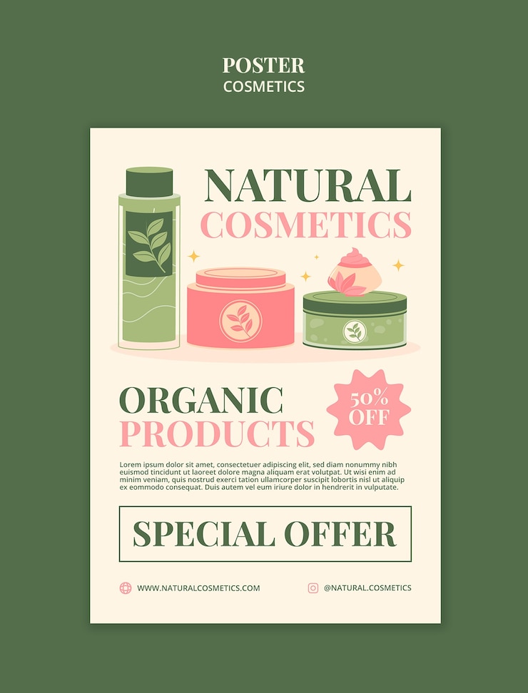 Gratis PSD ontwerp van een cosmetisch sjabloon