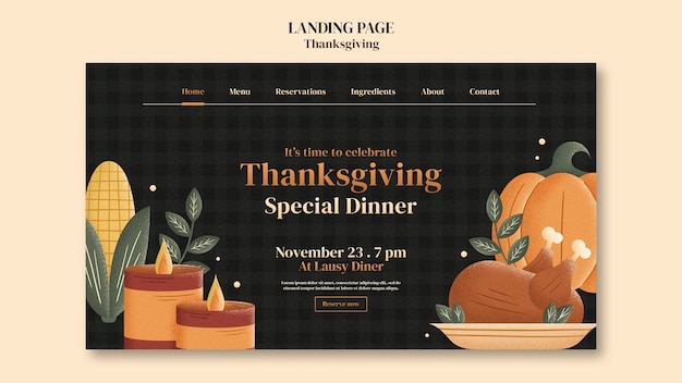 Ontwerp van een landingspagina voor Thanksgiving