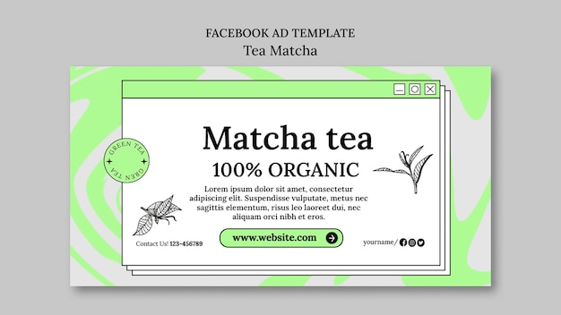 Gratis PSD ontwerp van een matcha-thee-sjabloon