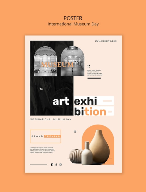 Gratis PSD ontwerp van een sjabloon voor de internationale museumdag