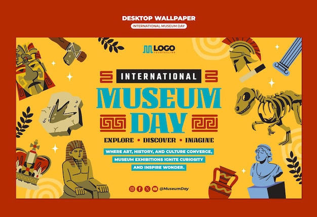 Gratis PSD ontwerp van een sjabloon voor de internationale museumdag