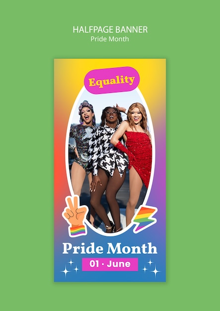 Gratis PSD ontwerp van een sjabloon voor de pride-maand