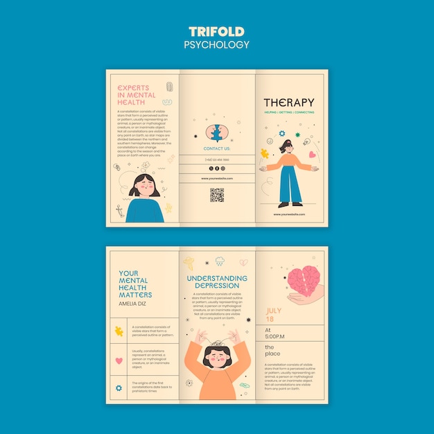 Ontwerp van een sjabloon voor een brochure over psychologie