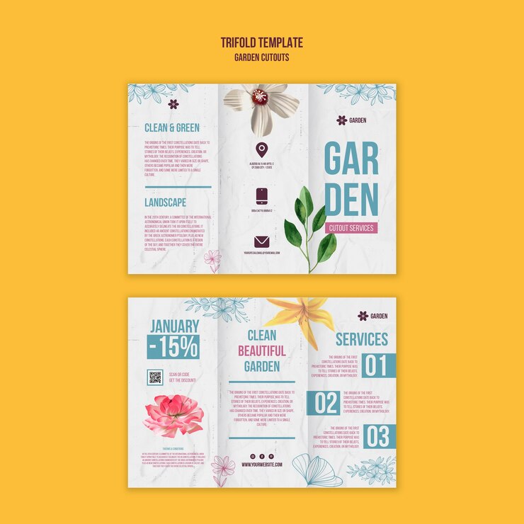 Gratis PSD ontwerp van een sjabloon voor een drievoudige brochure