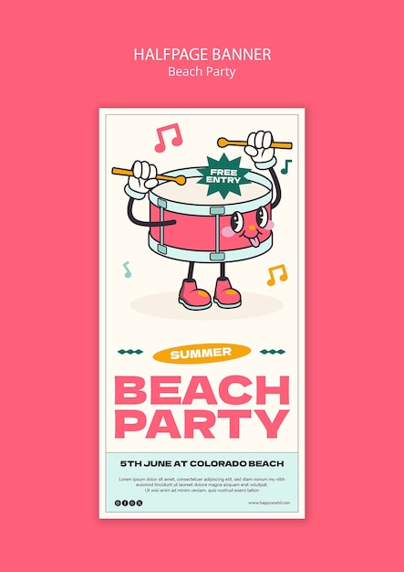 Ontwerp van een sjabloon voor een strandfeestje