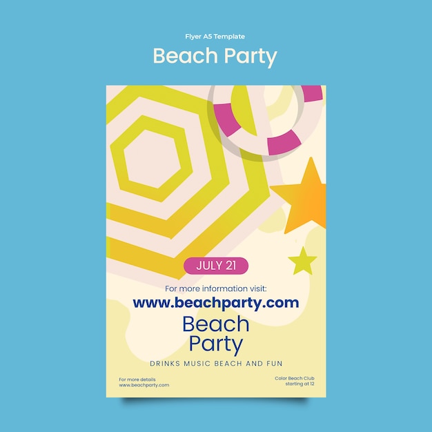 Gratis PSD ontwerp van een sjabloon voor een strandfeestje