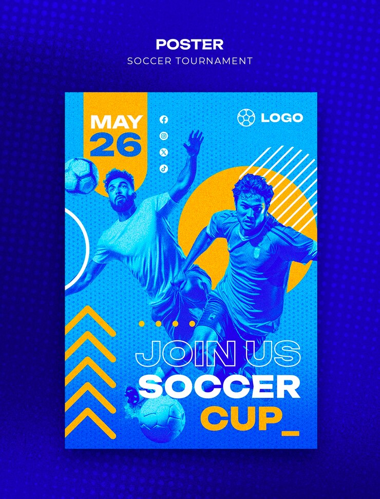 Gratis PSD ontwerp van een sjabloon voor een voetbaltoernooi