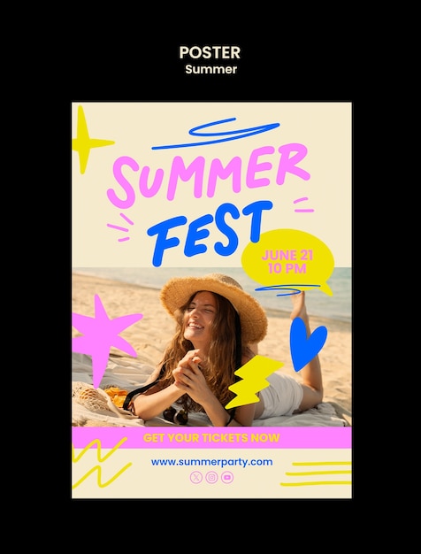 Gratis PSD ontwerp van een sjabloon voor een zomerfeestje