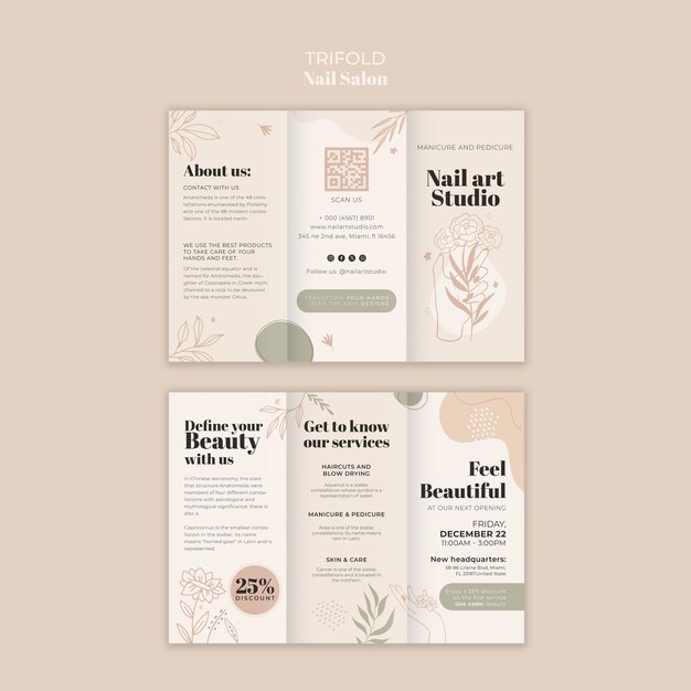 Ontwerp van het sjabloon van de brochure van de nagelsalon