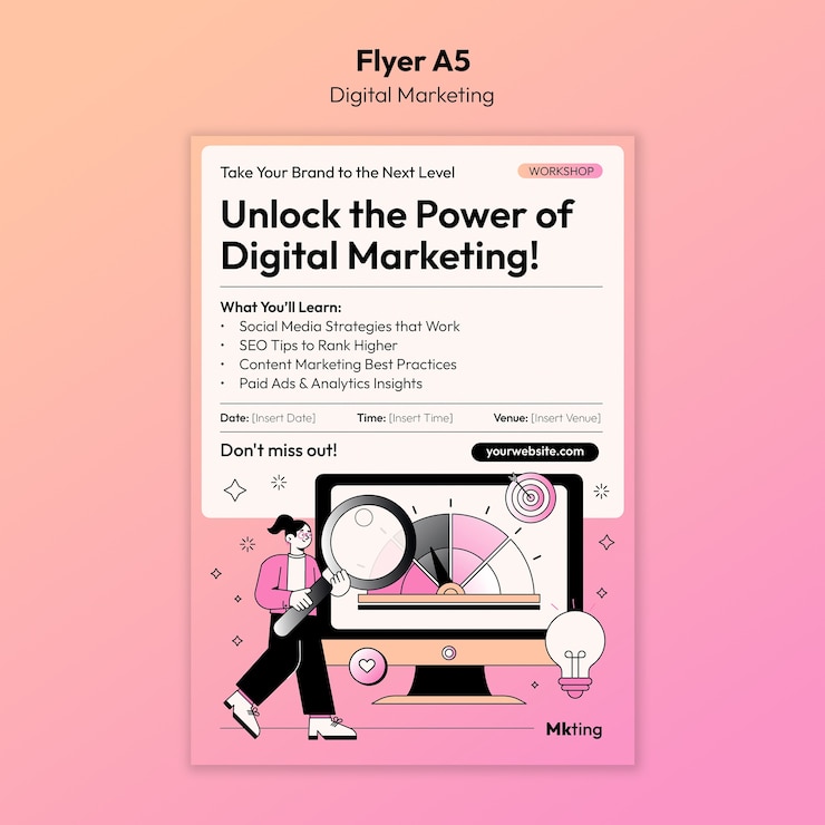 Gratis PSD ontwerp van het sjabloon van de marketingflyer